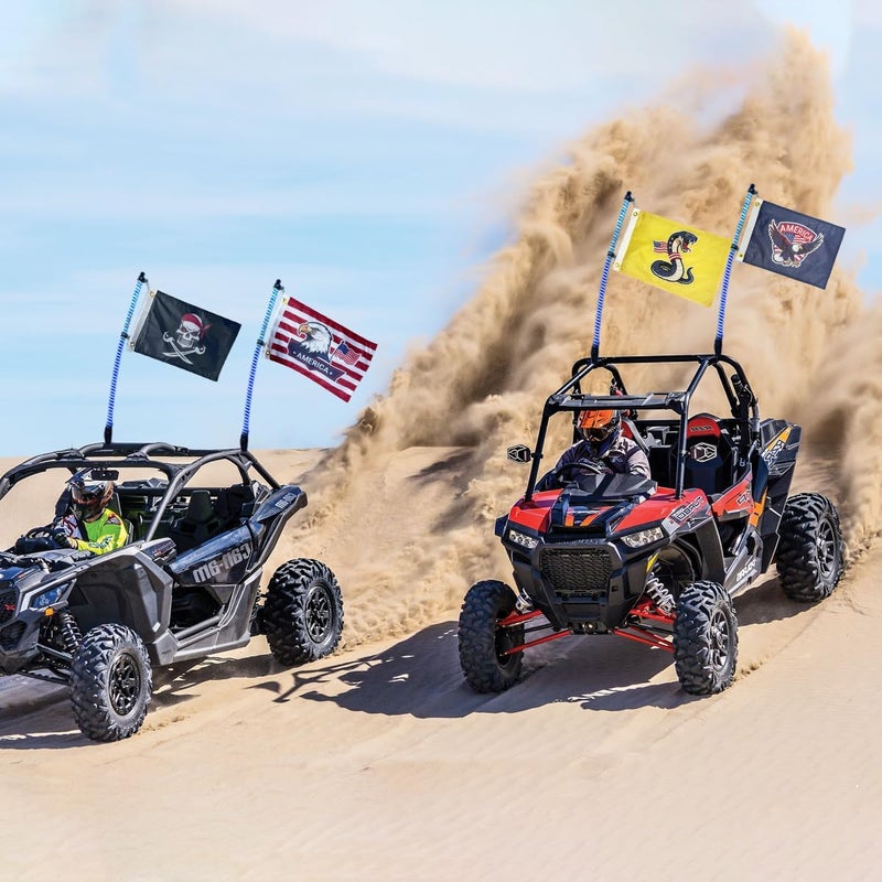 cezelux 4 PCS 12x18 Inches ATV Flags,Whip Flags for UTV,Attach to Whip Lights or Antenna Flag with Poles, Double Side 3-layer Fabric Small Flag Dune Golf Cart Flag for Can-Am SXS Jeep RZR Polaris Truck Boat Off-Road Vehicles - Image 2